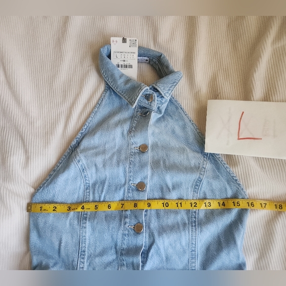 Zara Z1975 HALTER NECK DENIM JUMPSUIT light blue BNWT - Picture 5 of 16